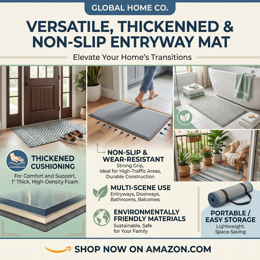 Thick Non-Slip Entrance Mat, Durable Doormat for Front Door Indoor Outdoor Dust Removal