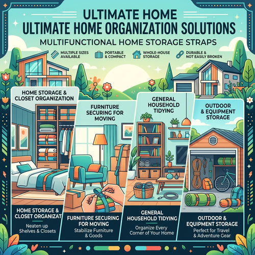 Multi-Purpose Storage Straps, Heavy Duty Organizer Ties for Home Cable Cord & Item Bundling